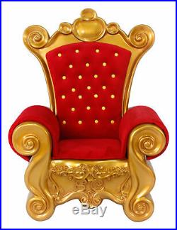 Santa Throne Chair Christmas Decor Red Velvet & Gold Frame Santa Chair