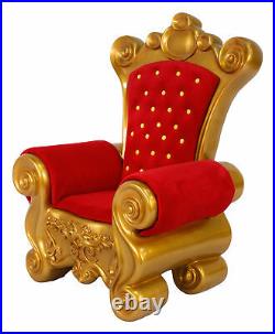 Santa Throne Chair Christmas Decor Red Velvet & Gold Frame Santa Chair