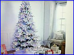 Santa's Best Starry Light 7.5' Flocked Multi-Function Microlight Tree Multi Xmas