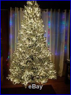 Santa's Best Starry Light 7.5' Flocked Multi-Function Microlight Tree Multi Xmas