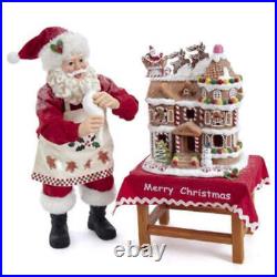 Santa with LED Gingerbread House 10.5 Set of 2
