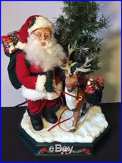 Santa with Reindeer & Christmas Tree Animated Musical Lights Holiday Creations’96