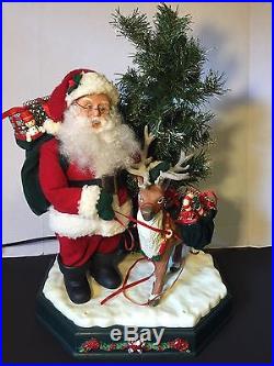 Santa with Reindeer & Christmas Tree Animated Musical Lights Holiday Creations’96