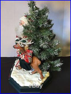 Santa with Reindeer & Christmas Tree Animated Musical Lights Holiday Creations'96