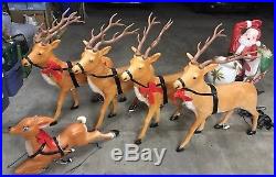 Santas Best EZ Light Santa Clause 4 Reindeer Rudolph Blow Mold Blowmolds Lights