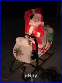 Santas Best EZ Light Santa Clause 4 Reindeer Rudolph Blow Mold Blowmolds Lights