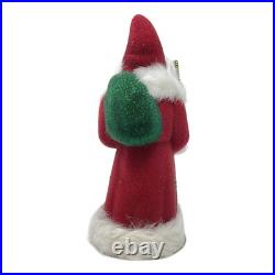Schaller Red Beaded Holly Leaf Santa Christmas Paper Mache Candy Container 1 pc