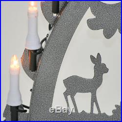 Schwibbogen Lichterbogen Metall Waldhaus Weihnachten XL Außen silber-antik groß