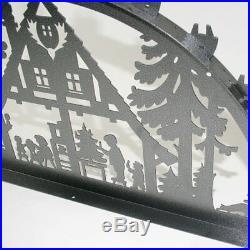 Schwibbogen Lichterbogen Metall Waldhaus Weihnachten XL Außen silber-antik groß