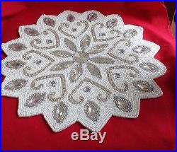 SeT Of 6 SpARKLY WhITE SnOWFLAKE GLaSS BeADS CrYSTALS PLaCEMATSLaRGE15 inch