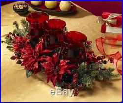 Seasons Greetings Poinsettia Red Table Plant Silk Holiday Flowers Decorative