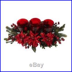 Seasons Greetings Poinsettia Red Table Plant Silk Holiday Flowers Decorative