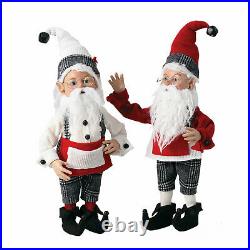 Set/2 23 Posable Elves Workshop Elf Doll Retro Vntg Christmas Decor Red White
