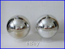 Set 2 Large 8 Silver Balls with Glitter Shatterproof Christmas Tree Ornaments