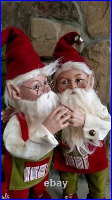 Set 2 NWT 20 Santa’s Elves ELF Red Green Stripe Christmas Figurine Display Prop