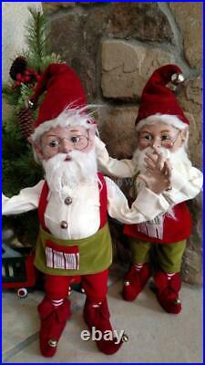 Set 2 NWT 20 Santa's Elves ELF Red Green Stripe Christmas Figurine Display Prop