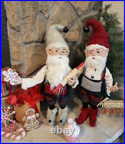 Set 2 NWT 20 Santa's Elves ELF Red White Plaid Christmas Figure Display Prop