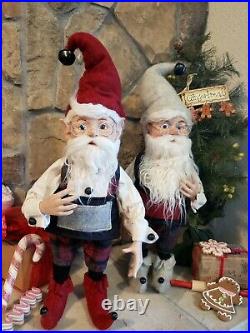 Set 2 NWT 20 Santa's Elves ELF Red White Plaid Christmas Figure Display Prop