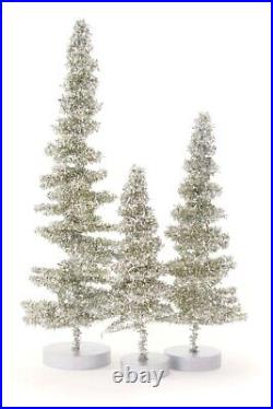 Set/3 6-12 Cody Foster Silver Tinsel Tree Figurines Retro Christmas Decor