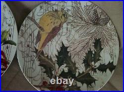 Set 4 Pottery Barn Songbird Dessert Salad Dinner Plates Christmas Birds