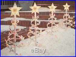 Set 4 Spiral Tree Pathway Christmas 140 Multi-Color Lights Outdoor Yard NEW