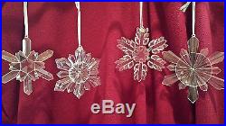 Set / Lot of 4 Large Glass Snowflake Ornaments great for Christmas or anytime