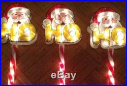 Set Of 2 Christmas Holiday 3 Pc Holographic Lighted Holiday Decor Lawn Stakes