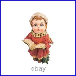 Set Of 2 Cracker Barrel Plaid Tidings Christmas Carolers Boy And Girl Figures