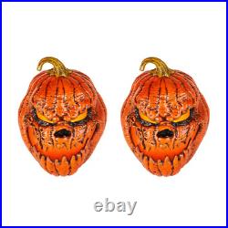 Set Of 2 Jack O Lantern 21 Scary Pumpkins Halloween Haunted House Indoor Decor