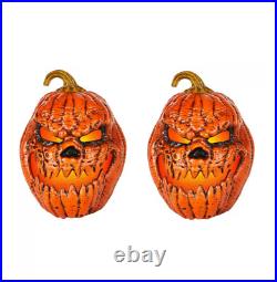 Set Of 2 Jack O Lantern 21 Scary Pumpkins Halloween Haunted House Indoor Decor