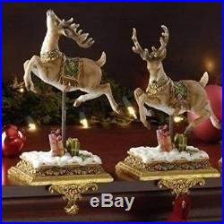 Set Of 2 Josephs Studio Victorian Inspirations Reindeer Christmas Stocking Holde