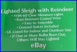 Set Of 2 Lighted Deer Reindeer with Sleigh Christmas Decor Outdoor Indoor NEW