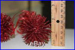 Set Of 3 Pottery Barn Red Glitter Snowflake Christmas Tree Ornaments Lot
