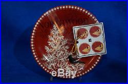 Set Of 4 222 Fifth Northwood Cottage 6 1/2 Christmas Appetizer Plates