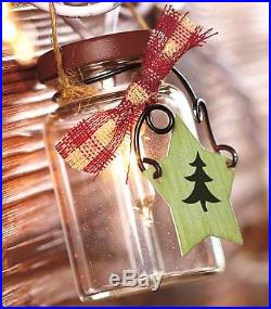 Set Of 6 Mini Mason Jar Christmas Tree Hanging Ornaments Country Art Home Decor