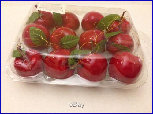 Set of 12 Christmas Holiday Red Apple Ornaments 1.5