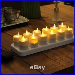 Set of 12 LED Night Rechargeable Flameless Tea Light Candle with Diffused Votive