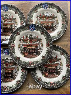 Set of 12 NEW Christmas Eve Salad Dessert Plates Royal Stafford England