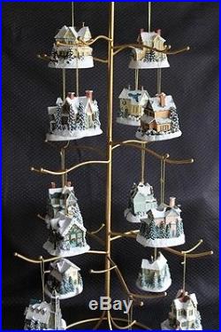 Set of 15 Thomas Kinkade Illuminated Ornaments with Stand! Rare