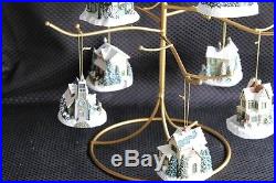 Set of 15 Thomas Kinkade Illuminated Ornaments with Stand! Rare