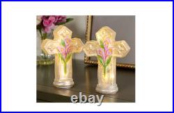 Set of (2) 6 Illuminated Mercury Glass Crosses by Valerie Purple