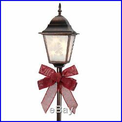 Set of 2 Christmas Lamp Post Tree Clear Lights Electric Bulbs Front Door Decor4