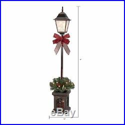 Set of 2 Christmas Lamp Post Tree Clear Lights Electric Bulbs Front Door Decor4