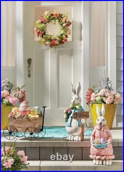 Set of 2 Colorful Springtime Easter Bunnies Resin 28 H & 27 H