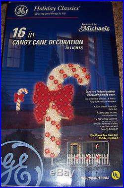Set of 2 Indoor/Outdoor 16 Lighted Candy Cane Christmas Decorations