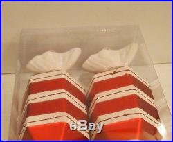 Set of 2 Large Red White Christmas Peppermint Candy Shape Ornaments
