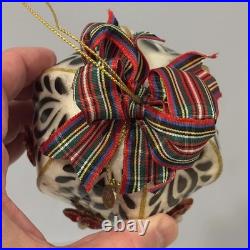 Set of 2 MacKenzie-Childs Capiz Tartan Teardrop Glass Ornaments with Box Mint Set of 2 MacKenzie-Childs Capiz Tartan Teardrop Glass Ornaments with Box Mint