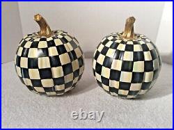 Set of 2 Mackenzie Childs 8 Tall COURTLY CHECK PUMPKIN-SMALL