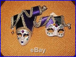Set of 2 Mardi Gras Mask Christmas Ornaments Made in Italy Pier 1 New With Tags