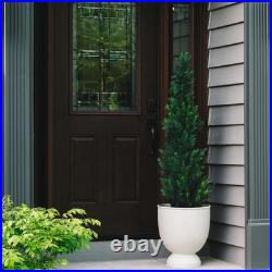 Set of 2 Pre-Potted 5 Feet Faux Cedar Tree, Lifelike UV Protected Front Door